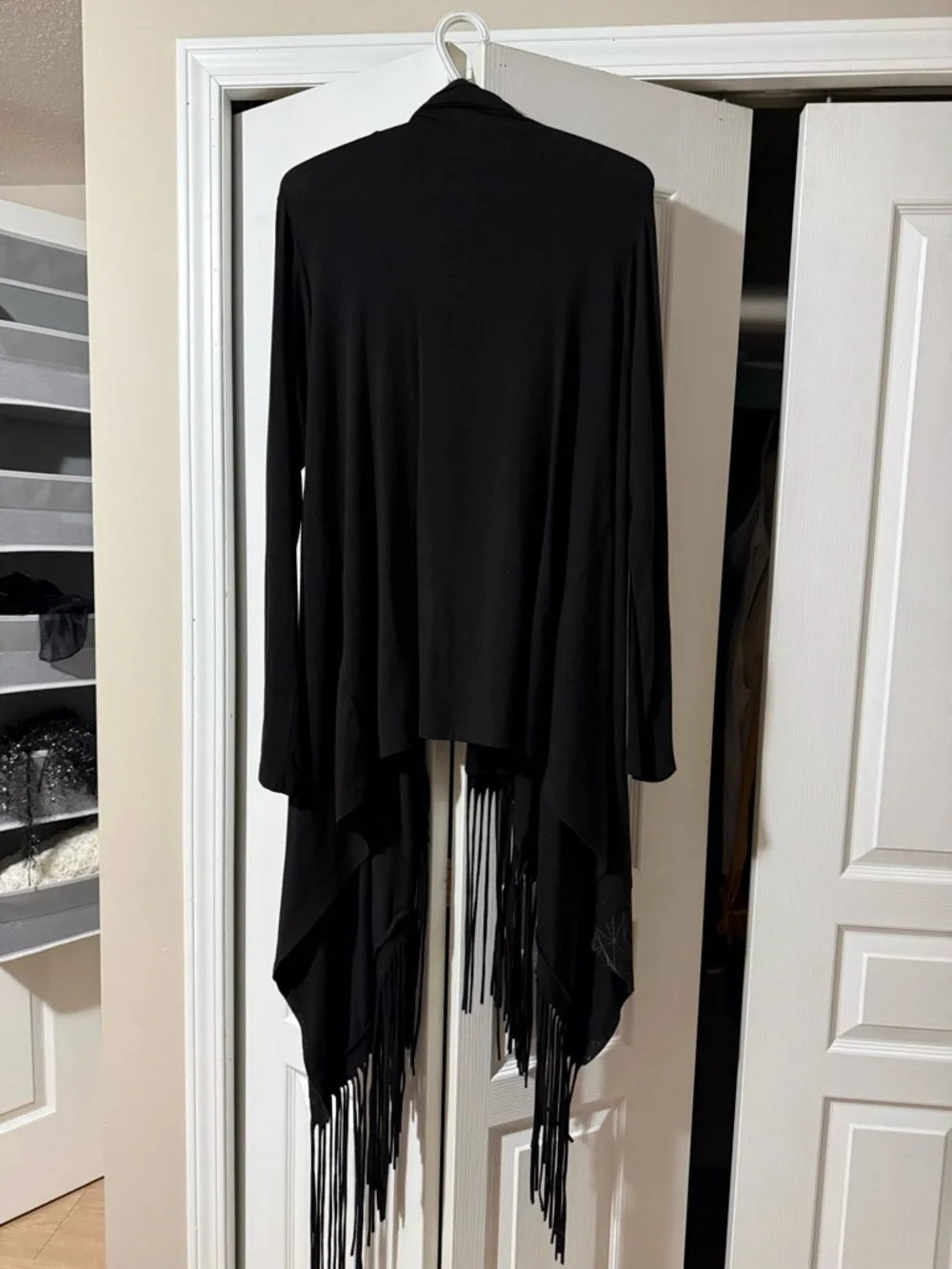 Maha Devi Black Fringe Cardigan with Pockets - Picture 2 of 7